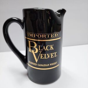 Vintage Imported BLACK VELVET Blended Canadian WHISKEY  6" Ceramic Pitcher Mug